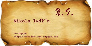 Nikola Iván névjegykártya