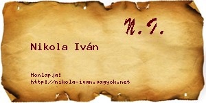 Nikola Iván névjegykártya